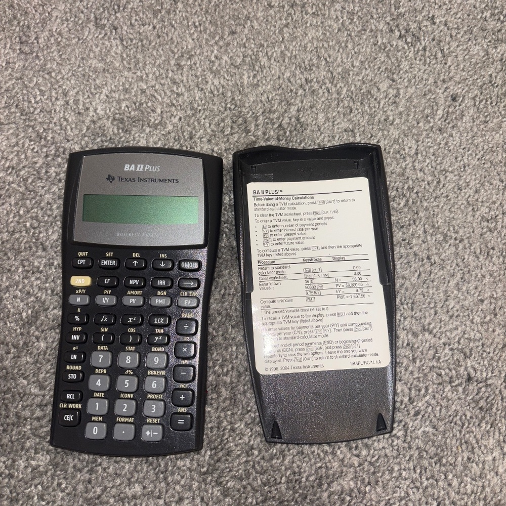 Texas instrument BAII plus